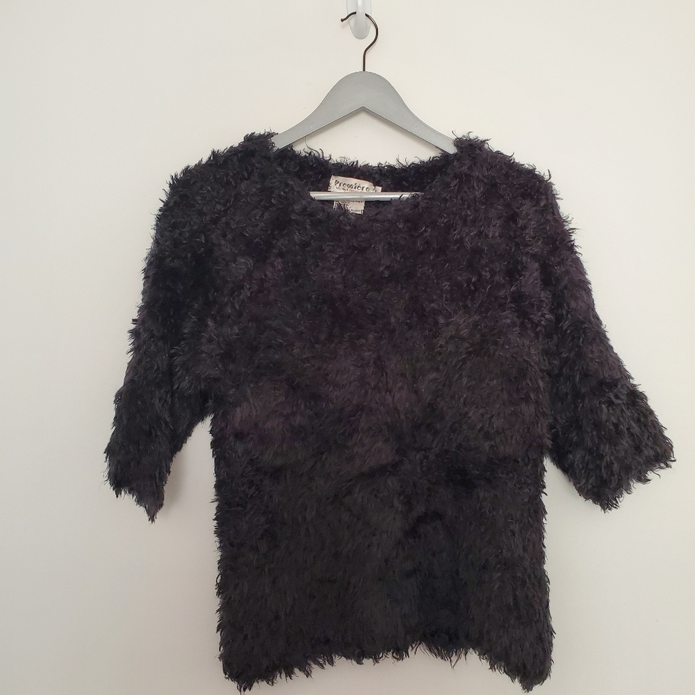 Vintage Premiere Designer Collection Black Top Short Sleeve Large